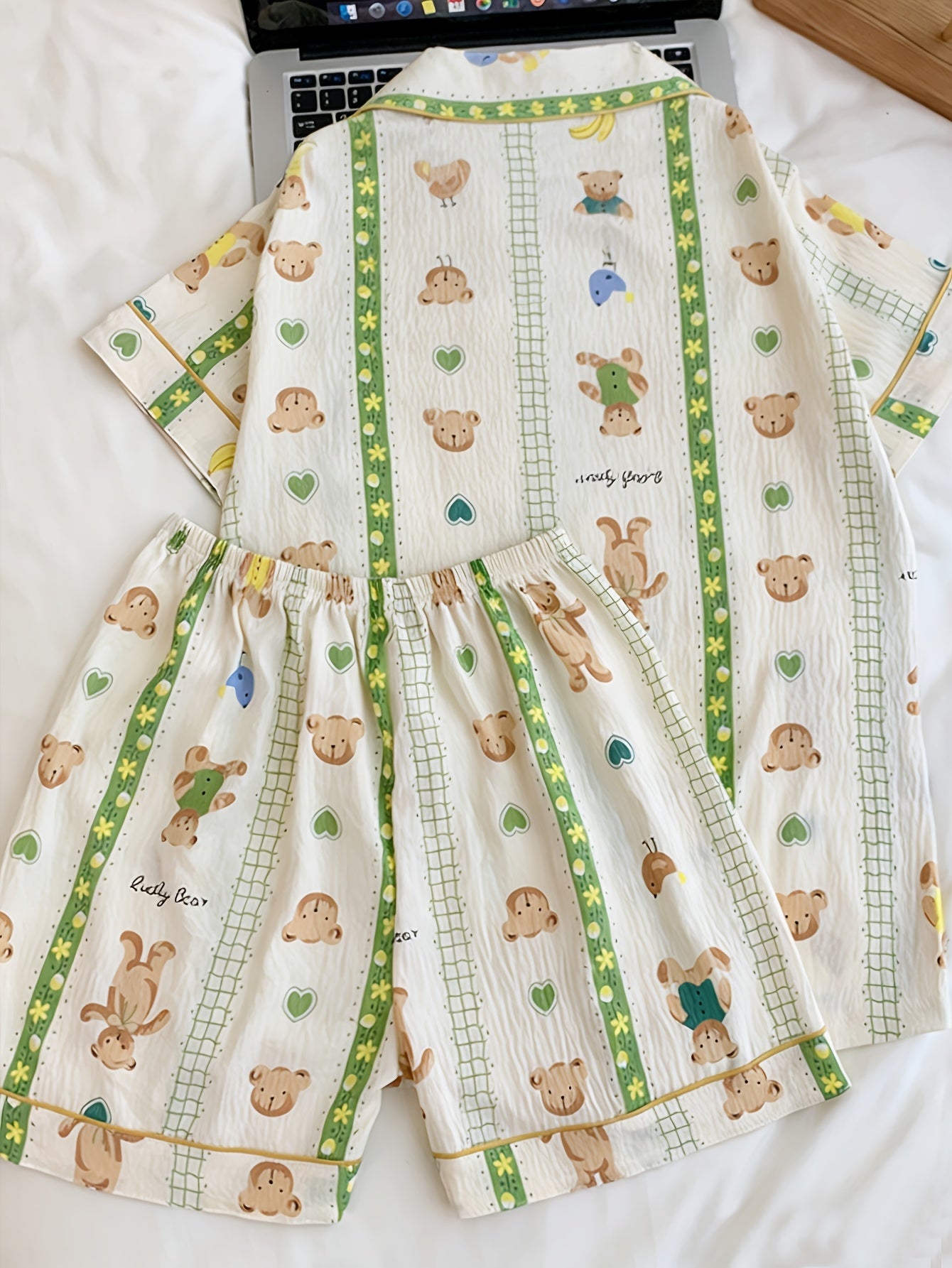 Teddy Bloom 3-Piece Cotton Pajama Set π§Έπ β Shirt, Shorts & Pants