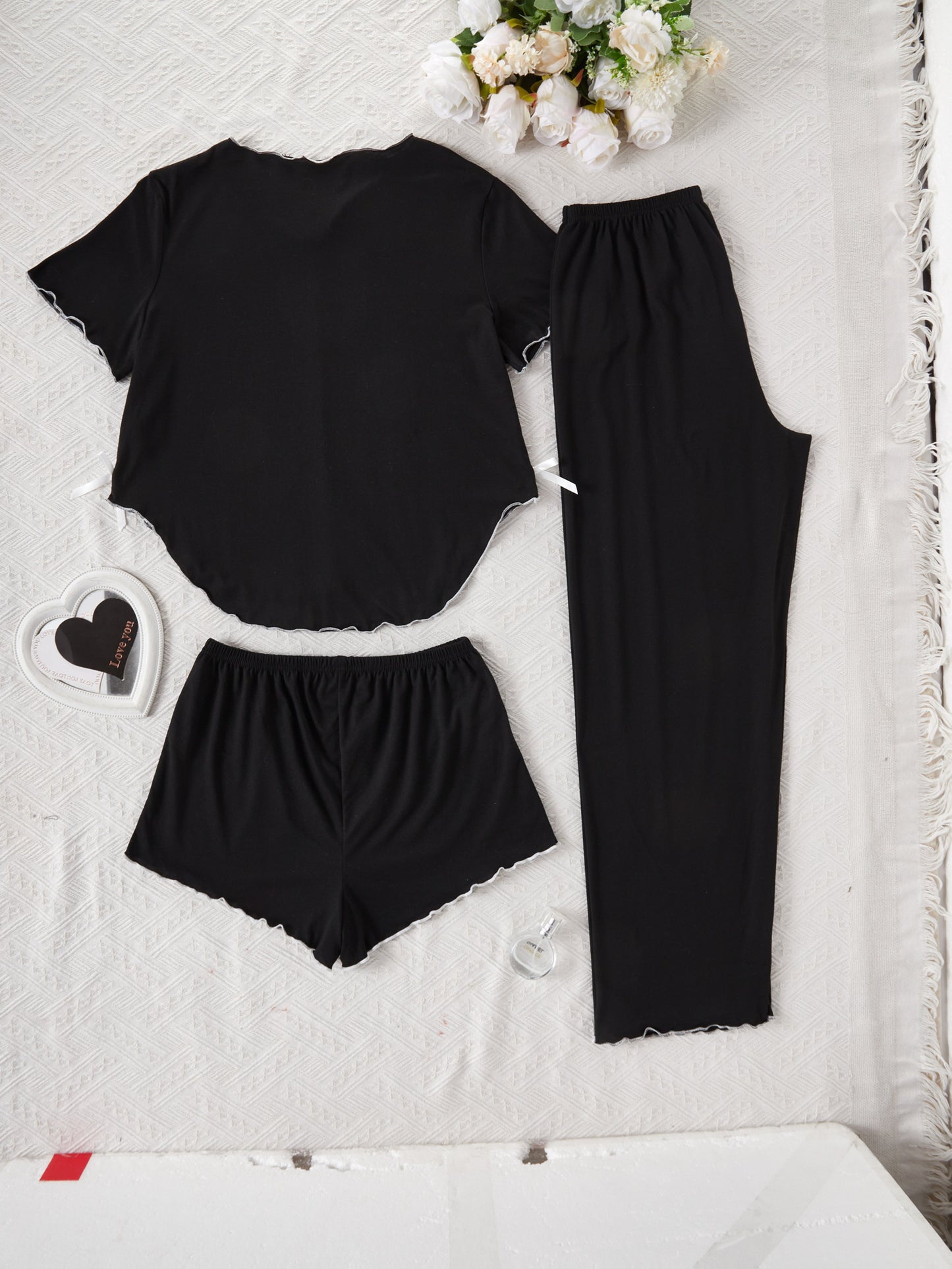 Midnight Bow 3-Piece Lounge Pajama Set