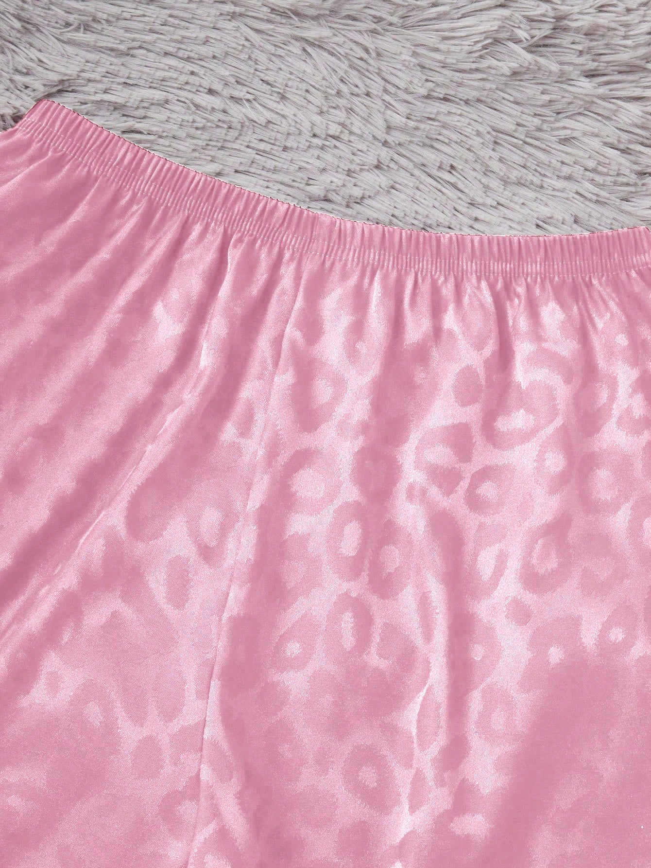Blush Pink Satin Leopard Print 3-Piece Nightwear Set