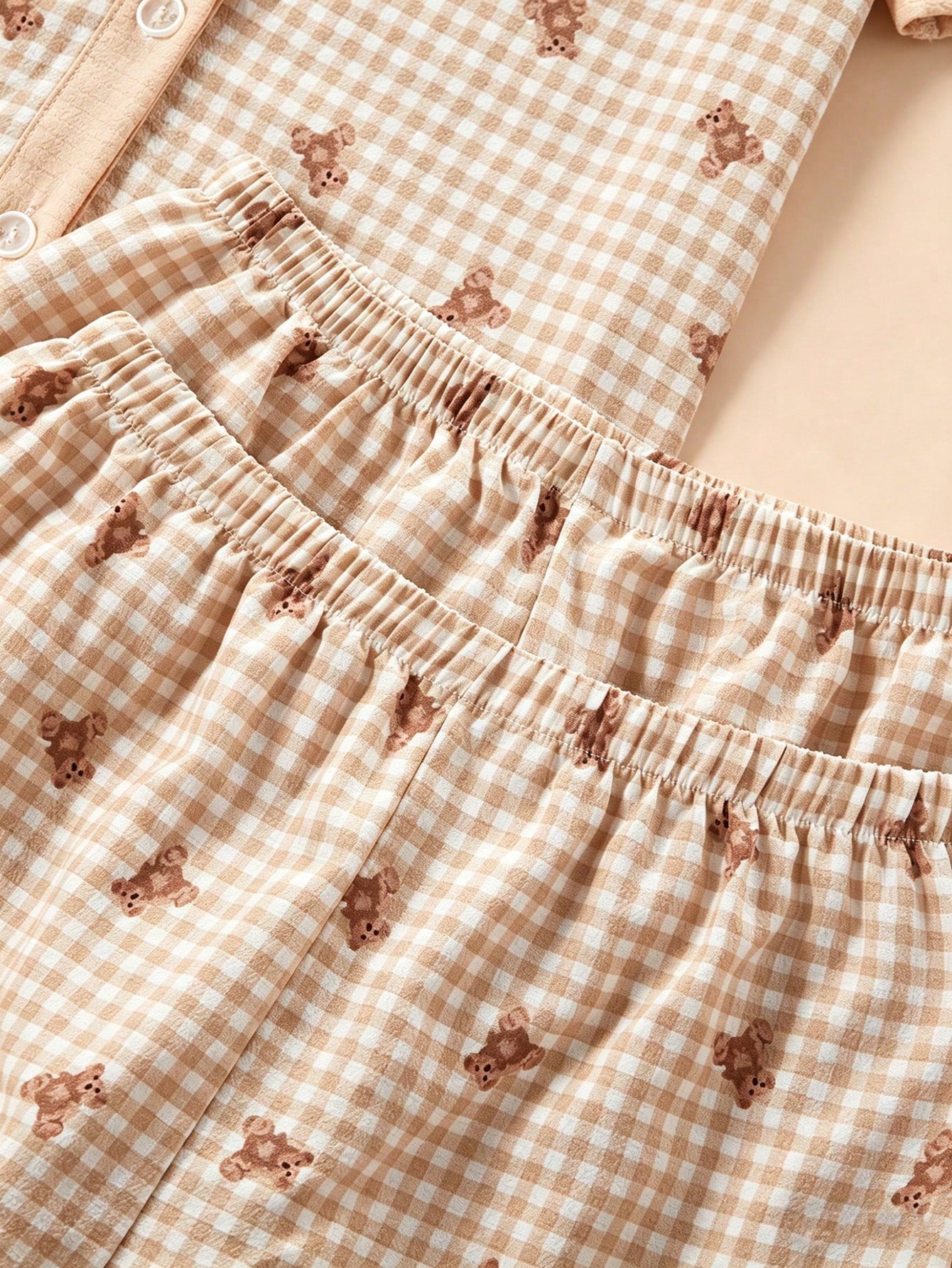 Teddy Bear Checkered 3-Piece Nightwear Set