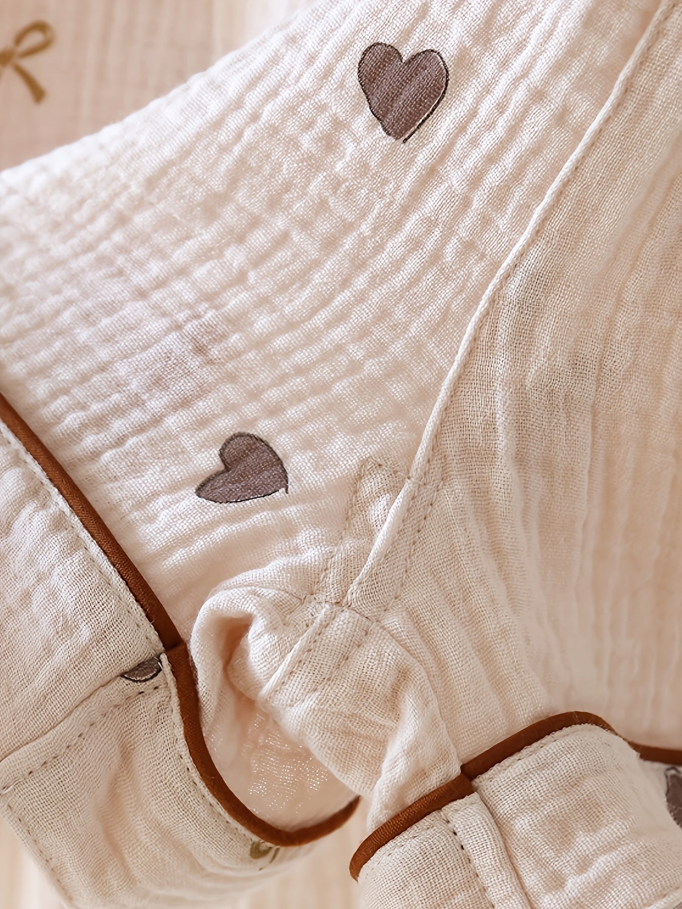 Mocha Hearts 3-Piece Cotton Pajama Set 🤎✨ – Shirt, Shorts & Pants