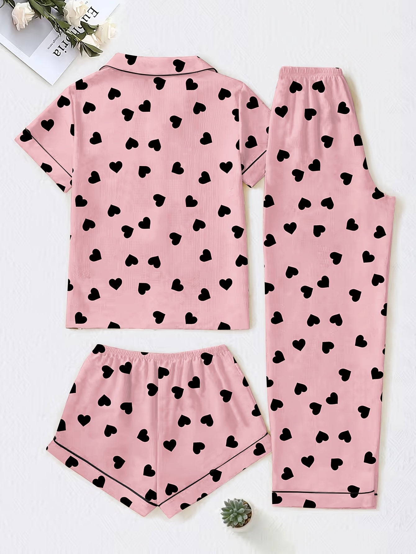 Blush Hearts 3-Piece Cotton Pajama Set 💕✨